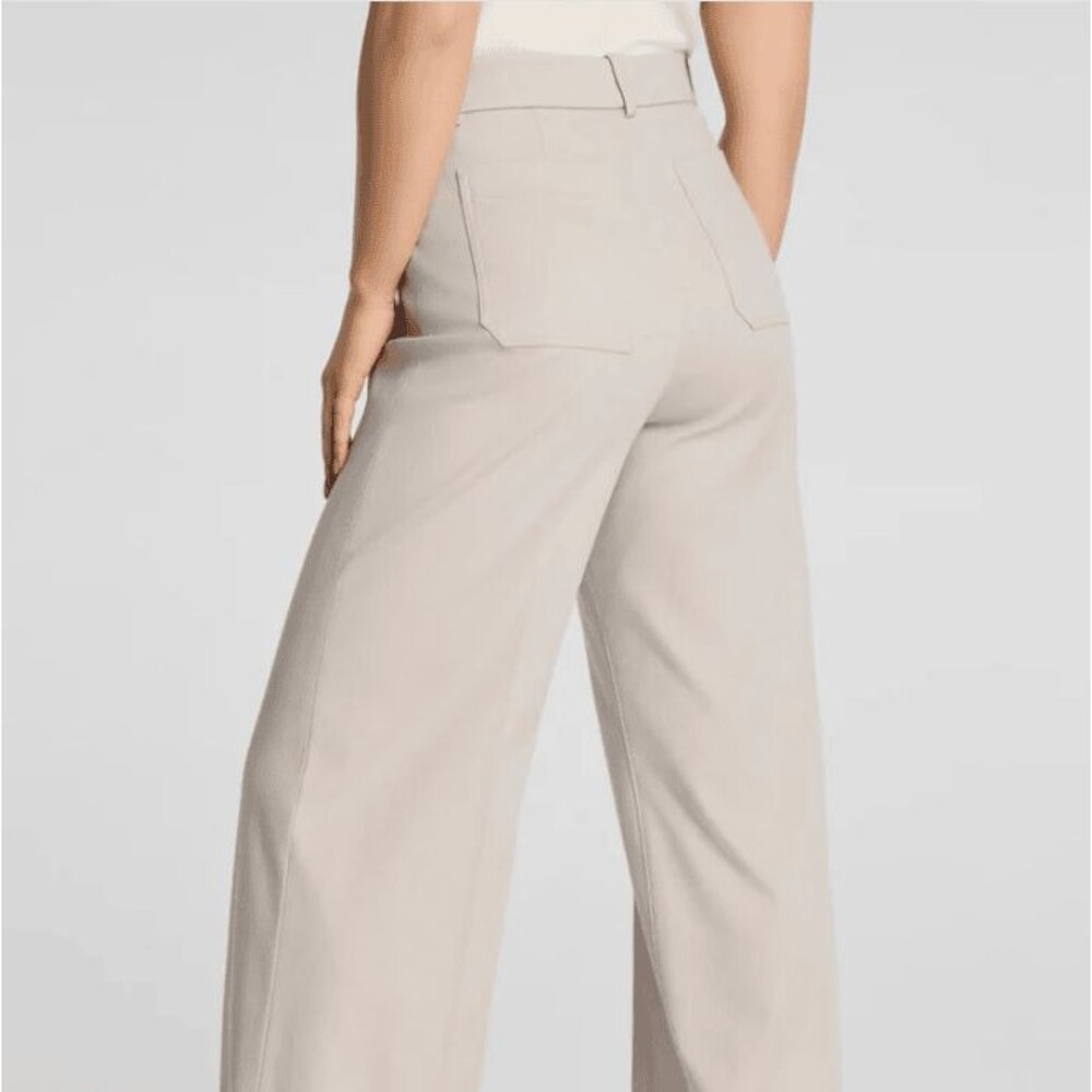 SPANX Supersmooth Stretch Twill Cropped Wide Leg Pant Women Size 1X Bone Ivory